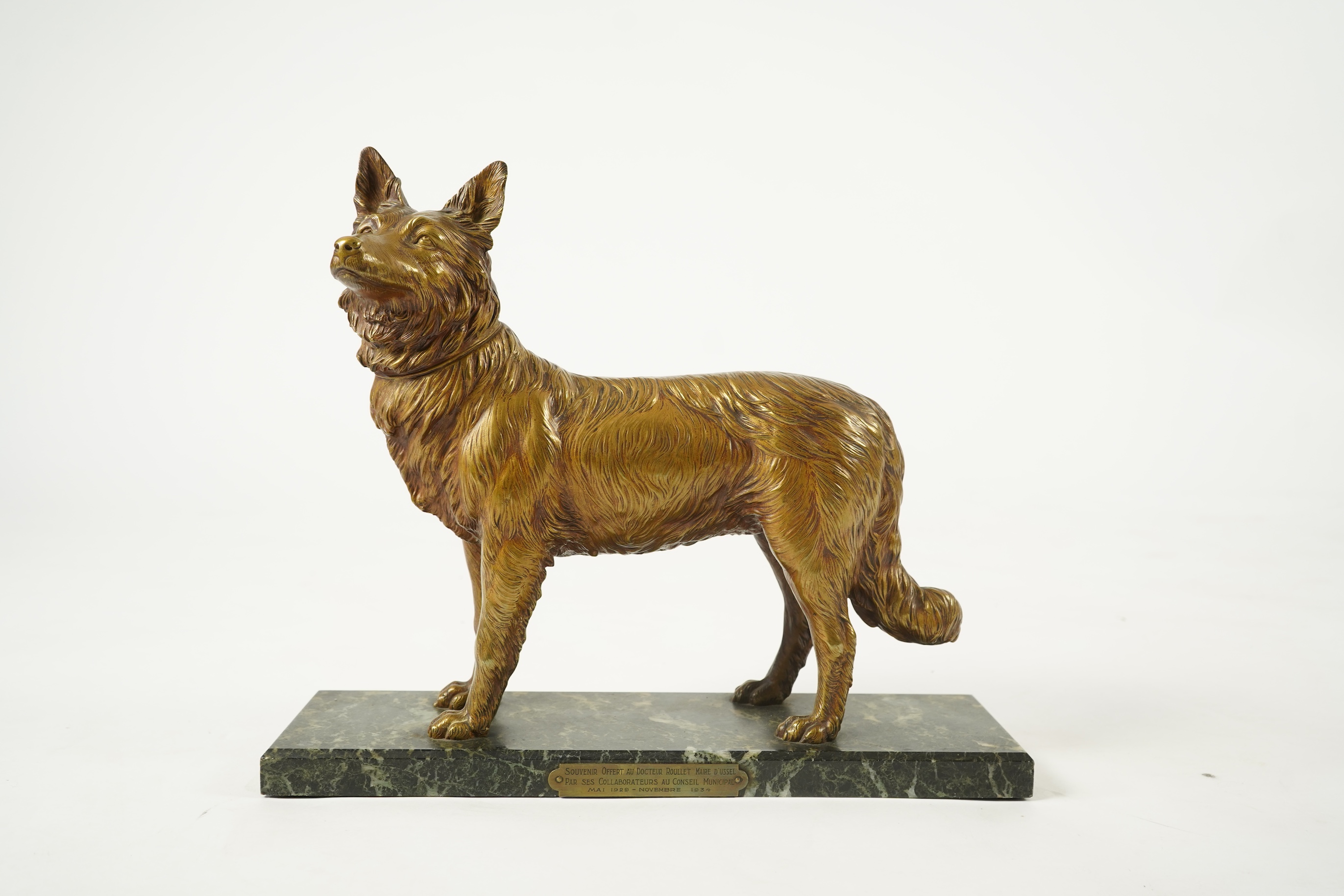 Attributed to Demétre H. Chiparus (Romanian, 1886-1947), a gilded bronze figure of a German Shepherd dog